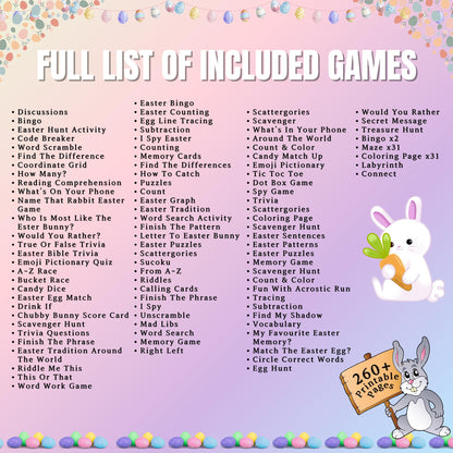Easter MEGA Games Bundle, 260+ Fun & Engaging Printable Games, Bingo, Trivia, Scavenger Hunt, Word Puzzles, Mazes, Family | Kids Activities