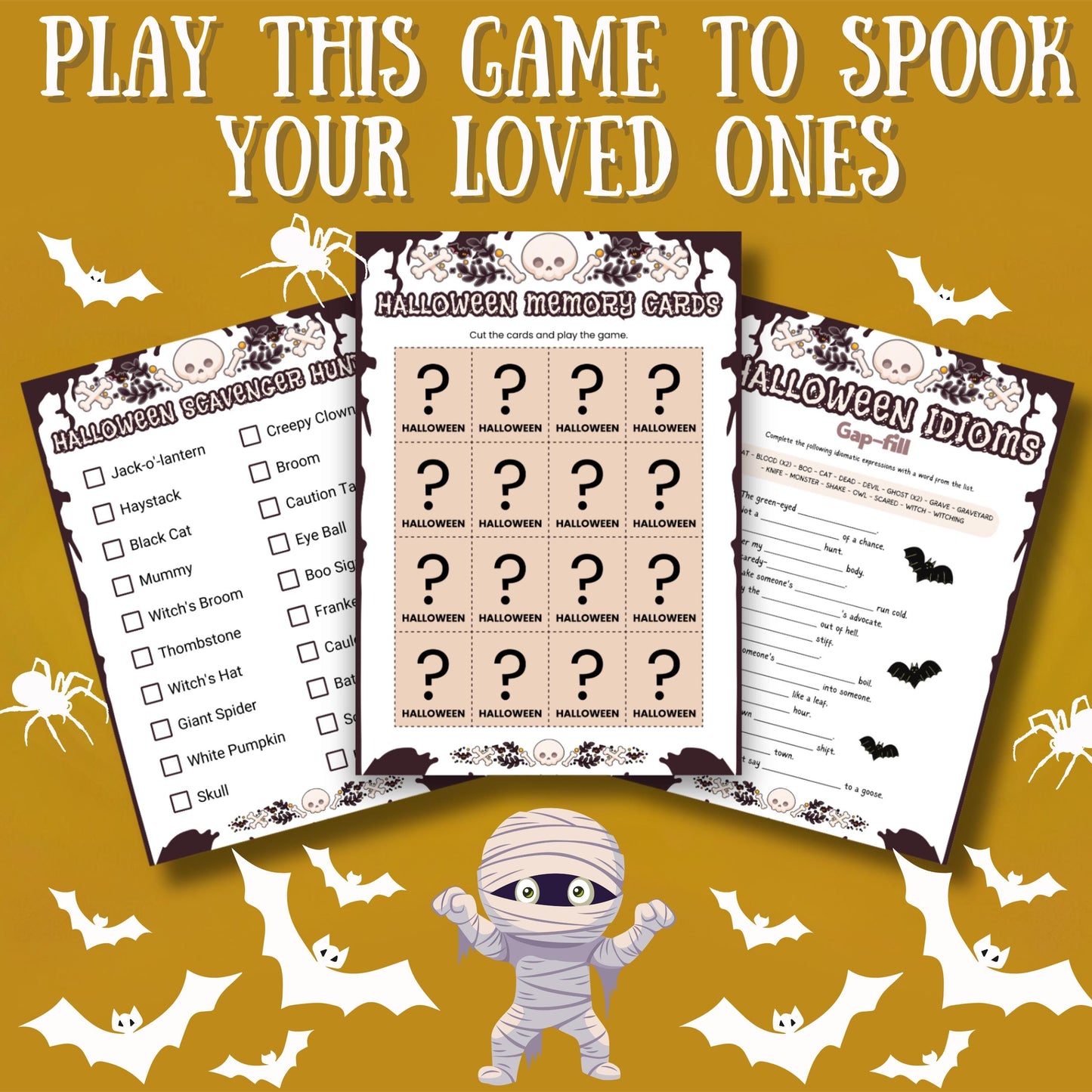 80+ Halloween Printable Games Bundle | Fun Party Games for Kids, Teens & Adults | Halloween Activities, Classroom Games, Bingo, Puzzles