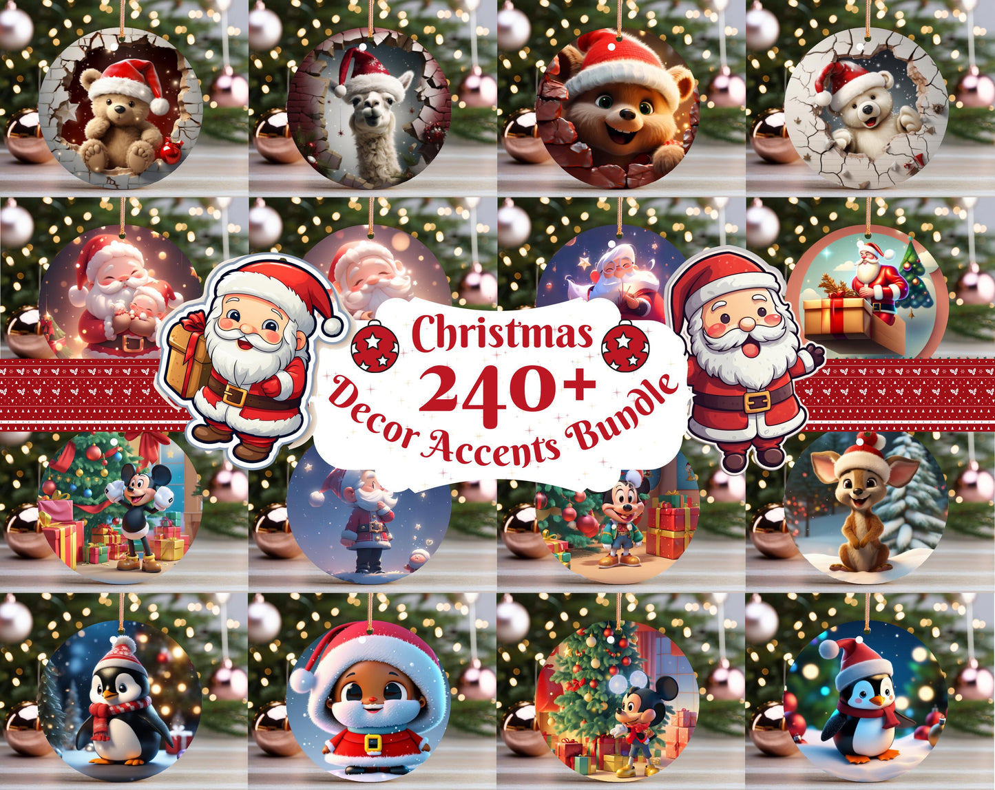 240+ Cartoon Christmas Ornament Bundle, PNG Sublimation, Christmas Decor Accents Bundle, Christmas Ornaments, Christmas PNG Digital Download