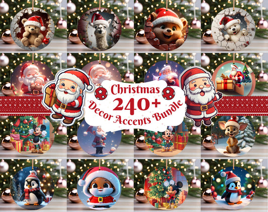 240+ Cartoon Christmas Ornament Bundle, PNG Sublimation, Christmas Decor Accents Bundle, Christmas Ornaments, Christmas PNG Digital Download