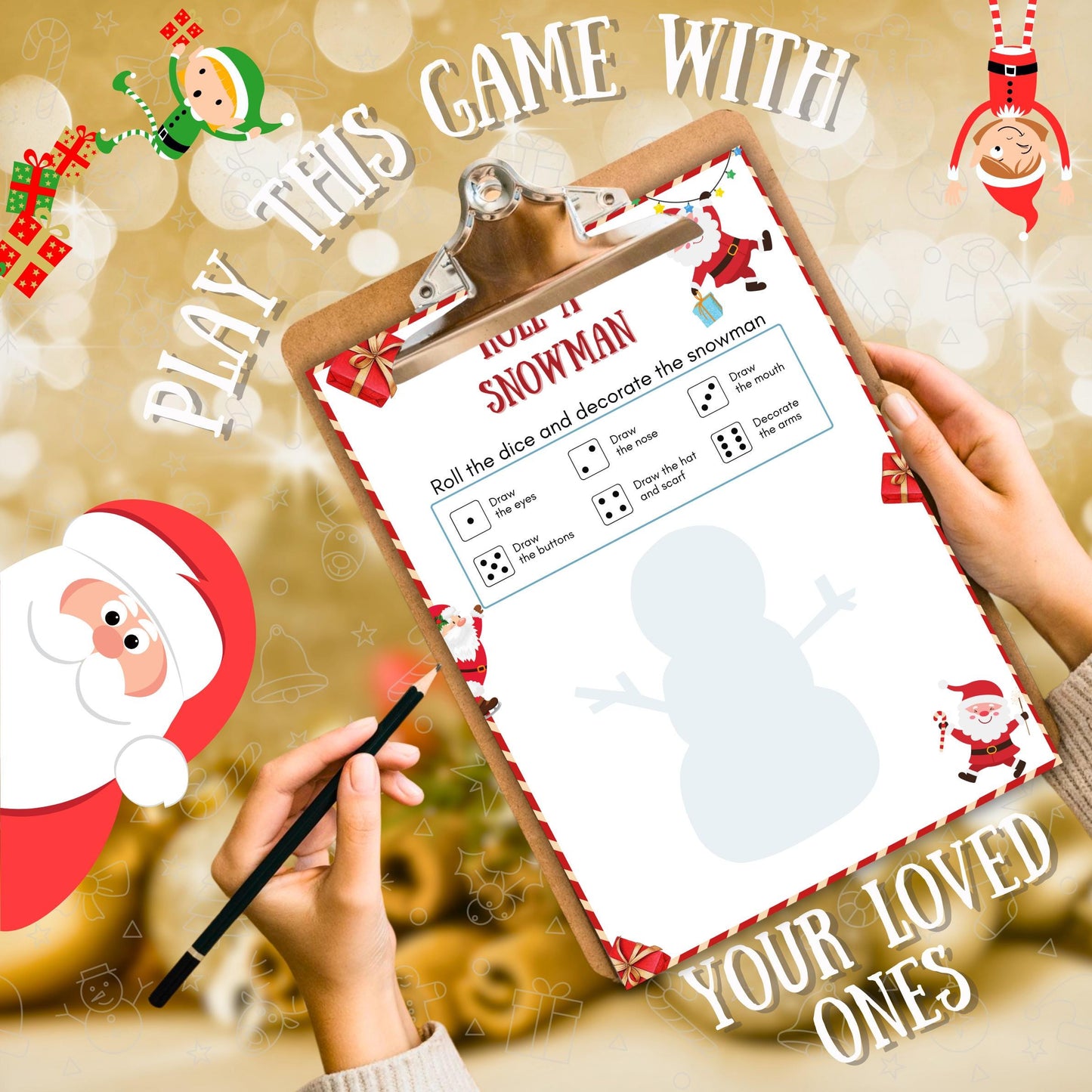 Roll A Christmas Printable Game, Christmas Dice Game For Kid & Adults, Dice Christmas Bundle For Family And Office Party Fun, Roll A SnowMan