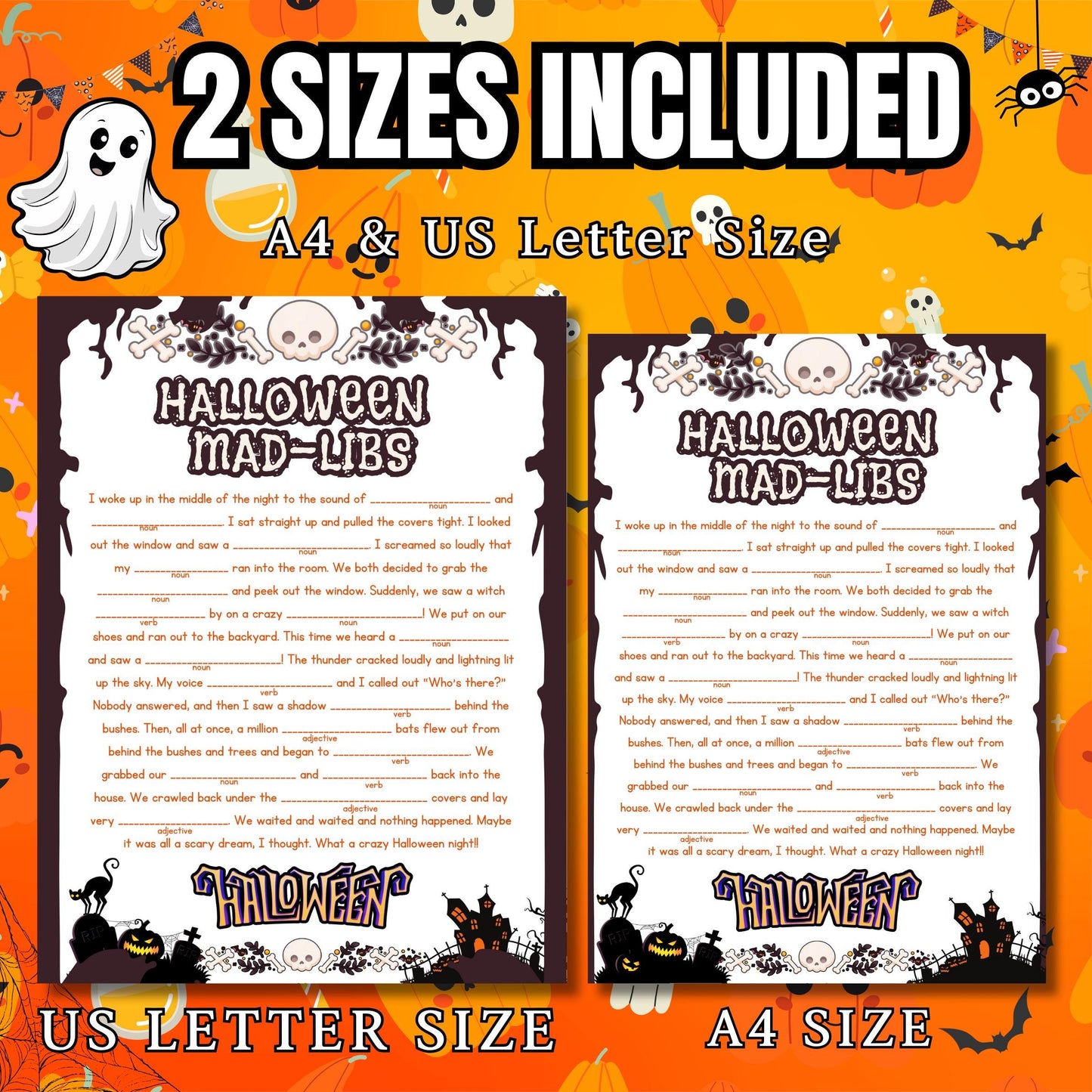 Halloween Mad Libs | Spooky Story Fill-In-The-Blanks Game | Fun Festive Activity for Kids, Teens & Adults | Printable Halloween Game