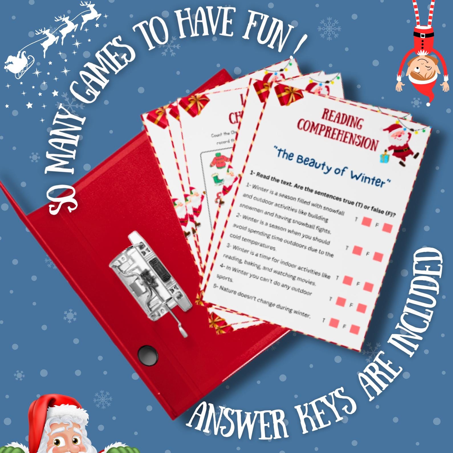 50+ Christmas Games Bundle, Christmas Family Party Games, Printable Christmas Games for Kids & Adults, Xmas Class Activities, office Party