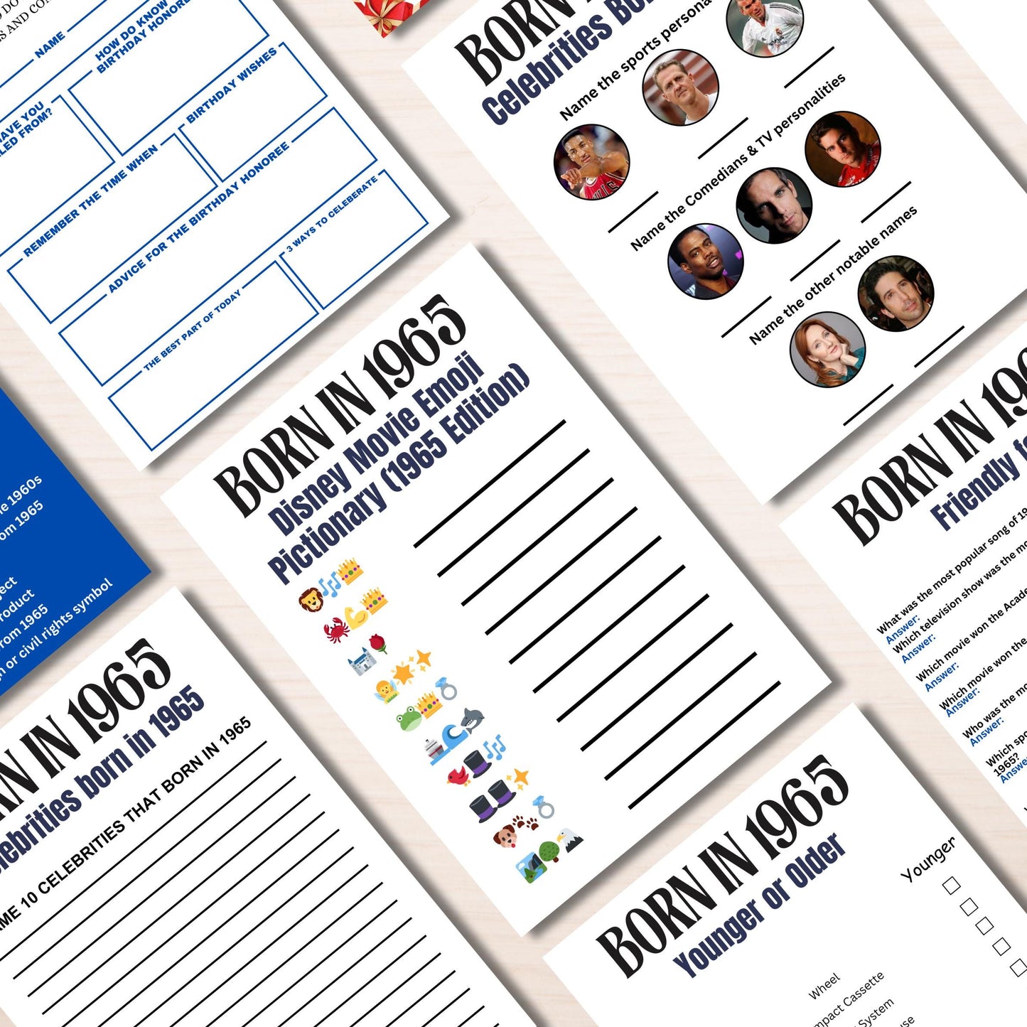 60th Birthday Games Bundle, Born in 1965 Party Games, Fun Printable Games for Adults & Family, 60th Celebration Activities, Instant Download