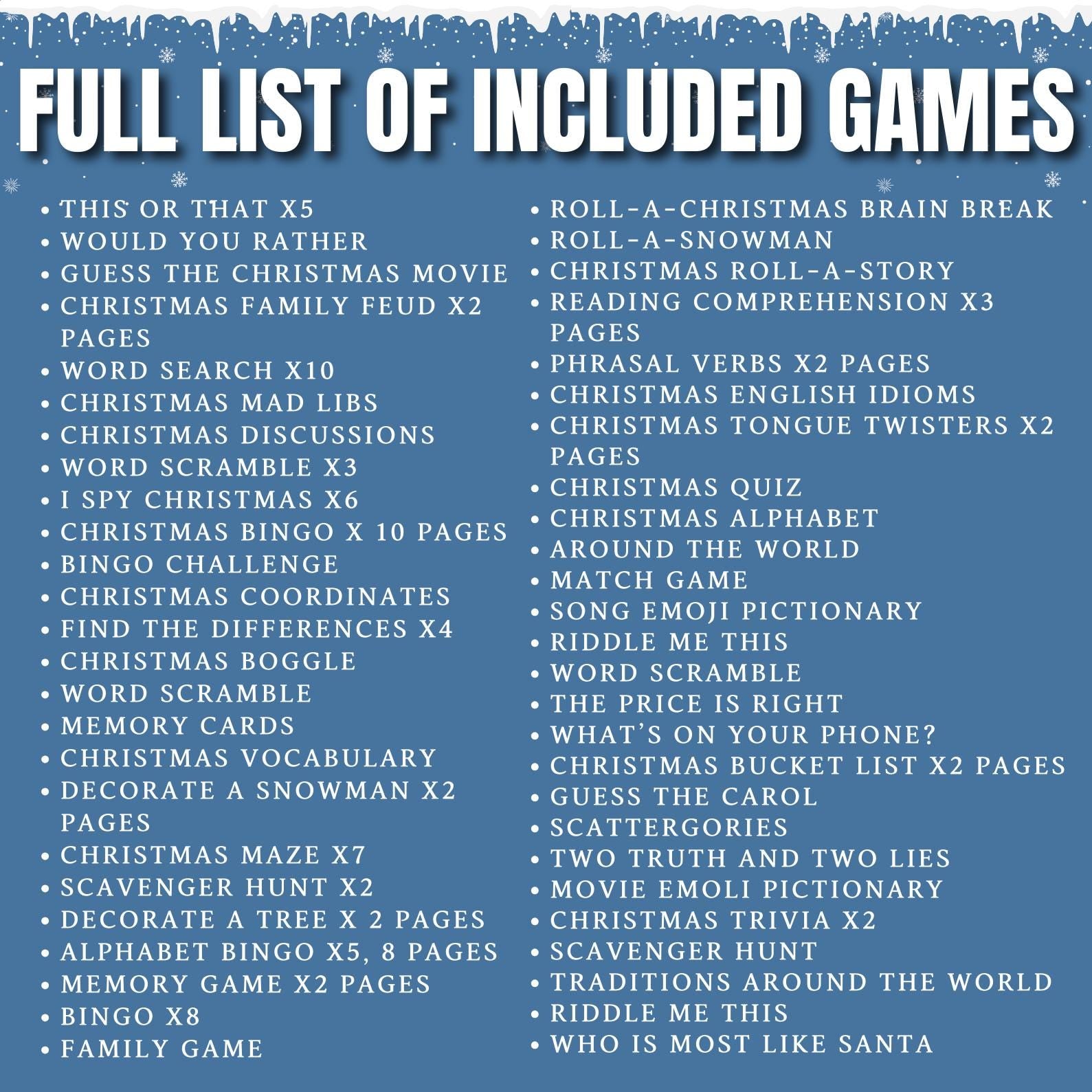 50+ Christmas Games Bundle, Christmas Party Games, School Christmas Game, Christmas Games Printable, Office Christmas, Family Christmas Game