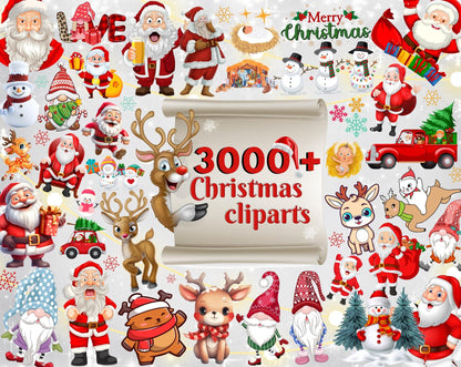 3000 + Christmas Clipart Bundle, Santa Png, Merry Christmas Png, Christmas Svg Bundle, Christmas Sublimation, Christmas Tshirt Designs, Xmas