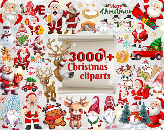3000 + Christmas Clipart Bundle, Santa Png, Merry Christmas Png, Christmas Svg Bundle, Christmas Sublimation, Christmas Tshirt Designs, Xmas