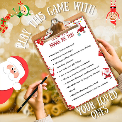 Christmas Riddles Game, Christmas Riddle Fest, Christmas Riddle Game For Kids & Adults, Family Christmas Activity, Christmas Party Game