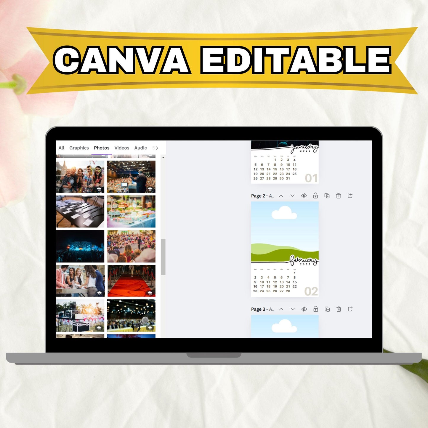 Editable 2025 Calendar Templates | Fully Editable for Free in Canva, Custom Design for Canva I Mini Calendar 2025, Add Your Own Photo