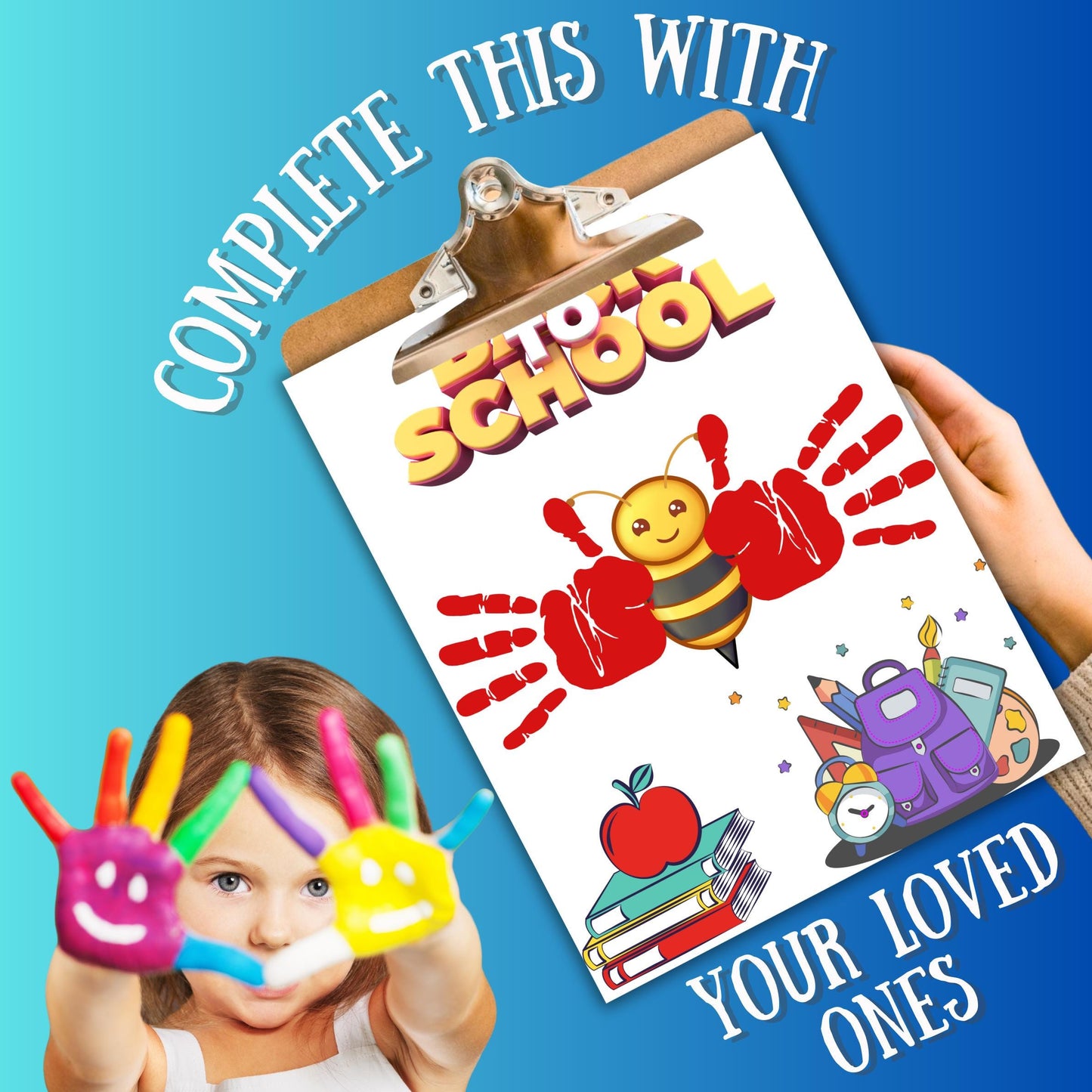 Back to School Handprint Craft Printable | First Day of School Activity | Classroom Bulletin Board Decor | Kids Art PDF | DIY Keepsake