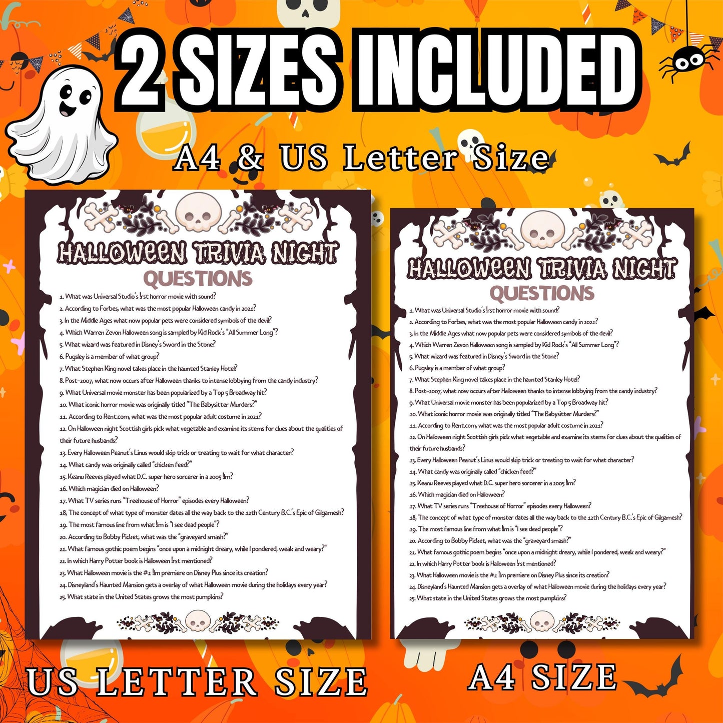 Halloween Trivia Game Bundle | Fun, Educational Halloween Quiz Pack for Kids, Teens & Adults | Printable Party Games for Family | Classroom
