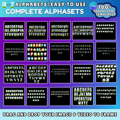 Canva Alphabet Frame Templates | 100+ A-Z Letter Frames | Drag & Drop Photo Letters | Editable Canva Font Frames for Mugs, Shirts and Prints