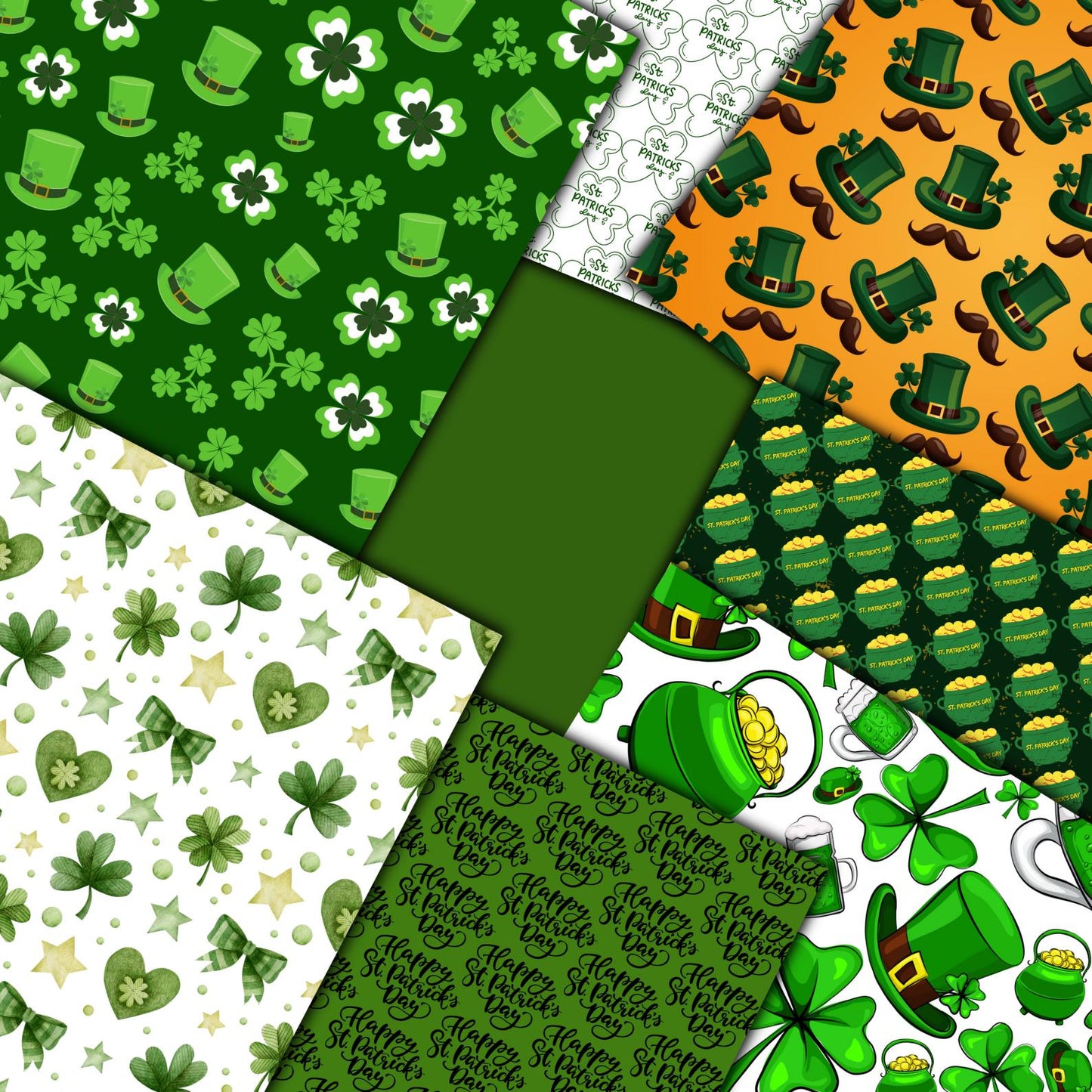 250+ St. Patrick's Day Digital Paper Pack | Seamless Irish Patterns for Crafting & Scrapbooking | Shamrocks, Celtic Designs, Festive Prints