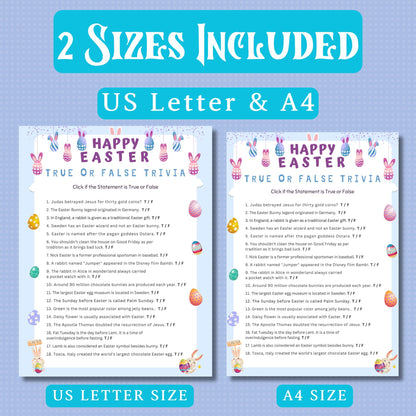 Easter Trivia Quiz | Fun & Challenging Easter Game | Printable Easter Party Game for Kids and Adults | Family Game Night | Instant Download