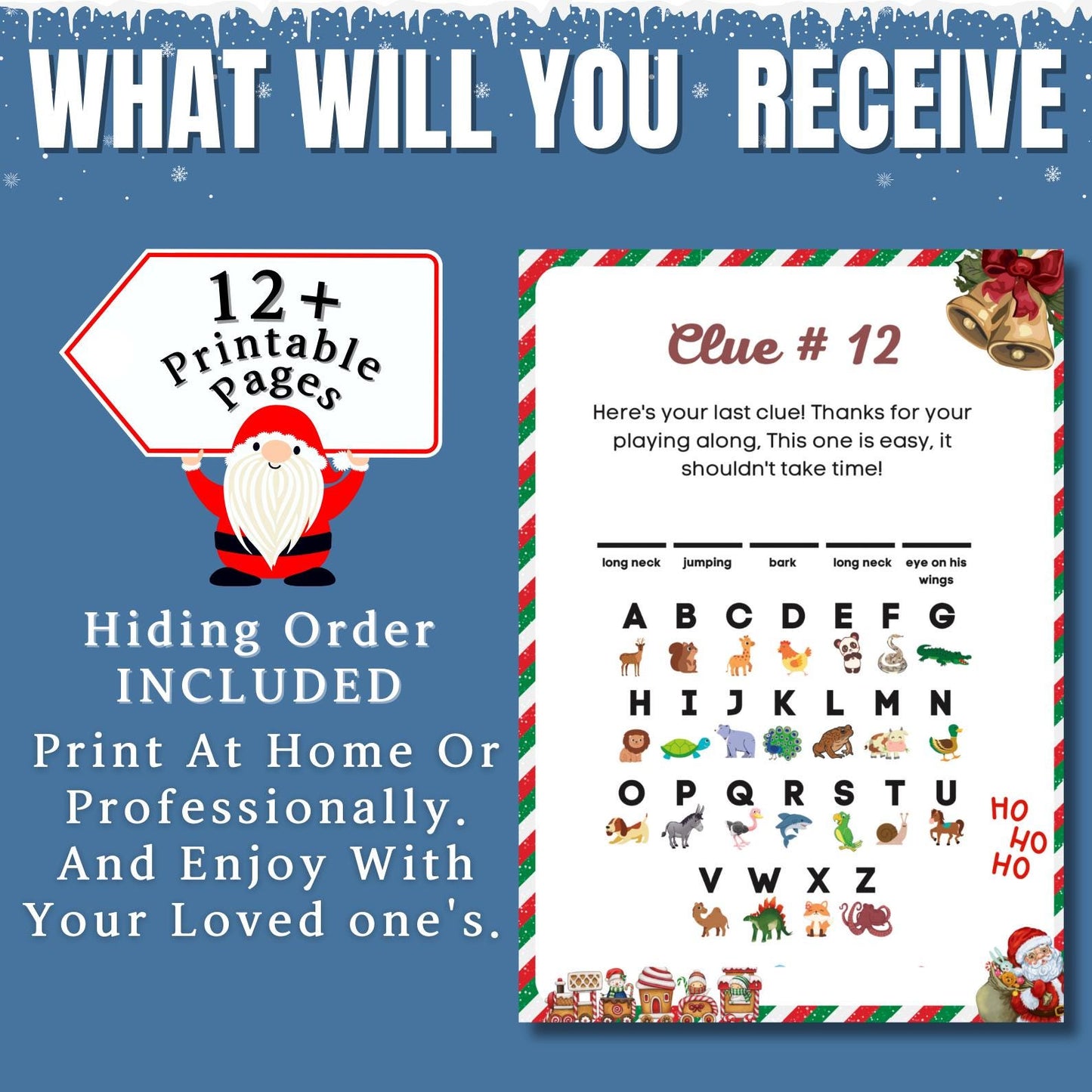 Indoor Christmas Treasure Hunt, Xmas Scavenger Hunt, Christmas Activity For Kids & Adults, Puzzle For Christmas Gift, Game For Older Kids