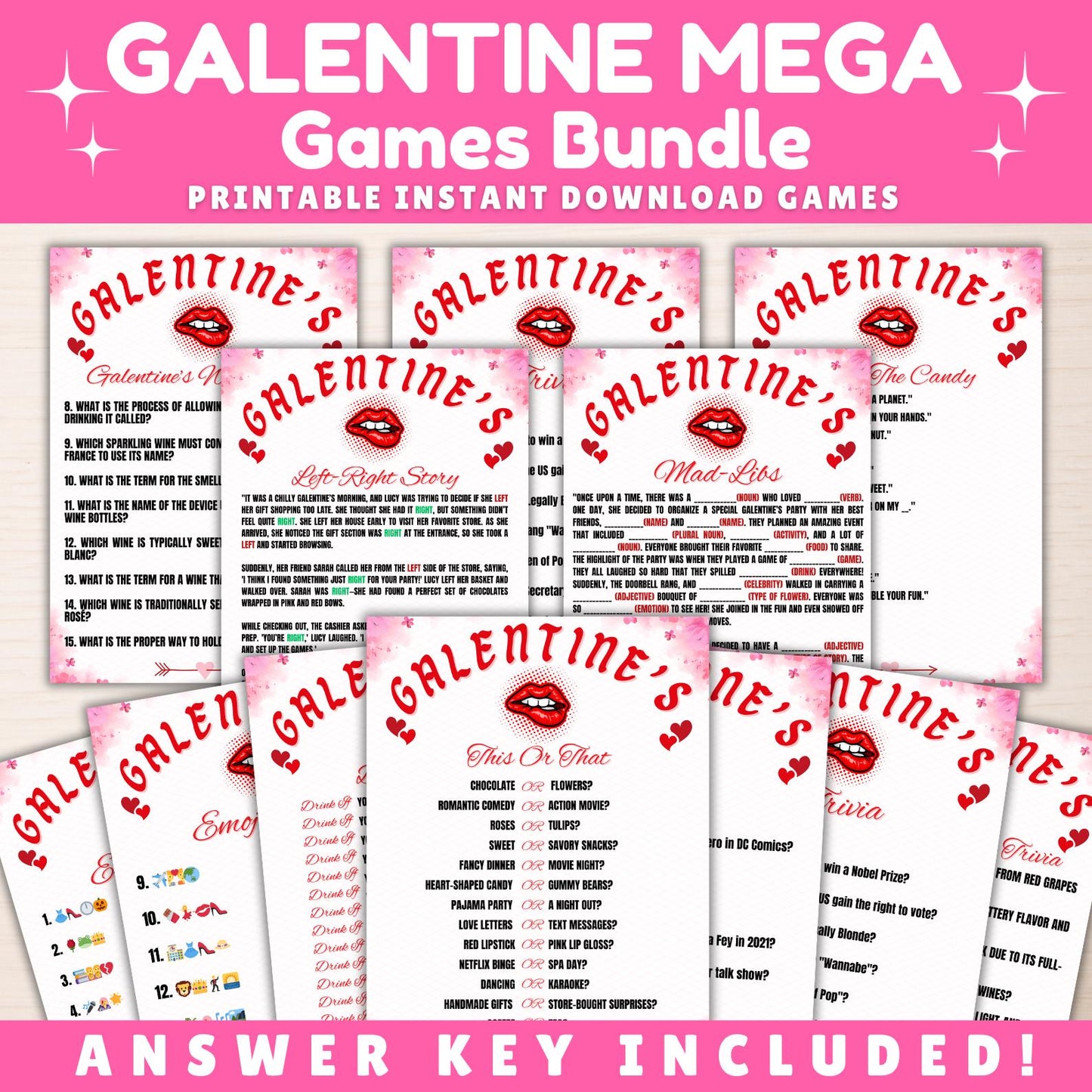Galentine's Party Games | Galentines Games | Valentines Day Games | Valentines Game | Galantines Printable Game | Valentines Games Printable