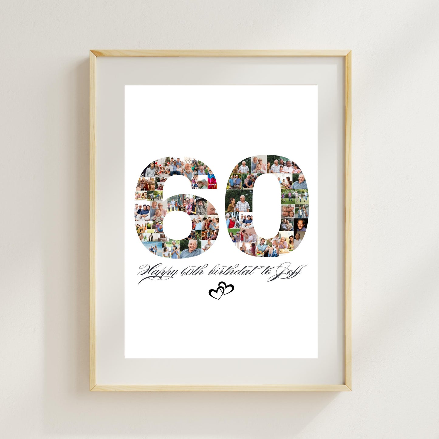 Personalized 60th Birthday Photo Collage, 60th Birthday Gift for Him, Her, Mom, Dad, Grandma & Grandpa, Memorable Family Keepsake Canva Edit