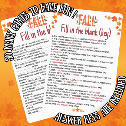 Fall Mega Game Bundle, 60+ Fall Activities for Kids, Teens & Adults, Autumn Games, Classroom Activity, Fall Fun Party Games, Trivia Game