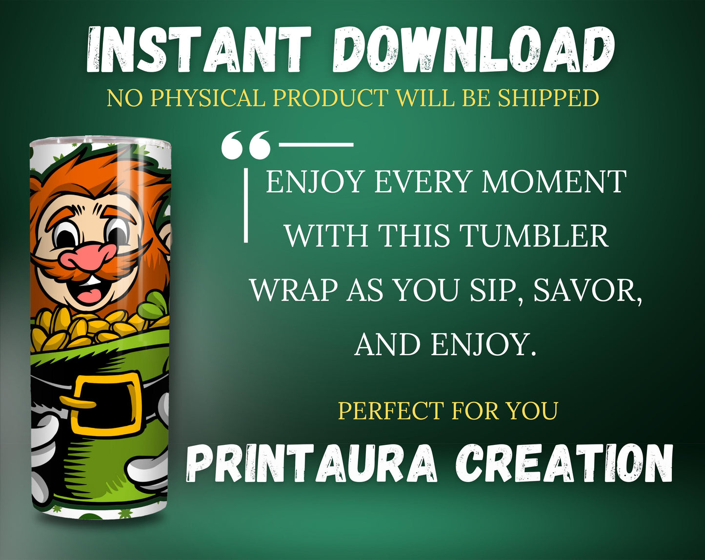 130+ St. Patrick’s Day Tumbler Wraps | Irish Sublimation Designs | Lucky Clover & Green Patterns | 20oz Tumbler PNG | Digital Download