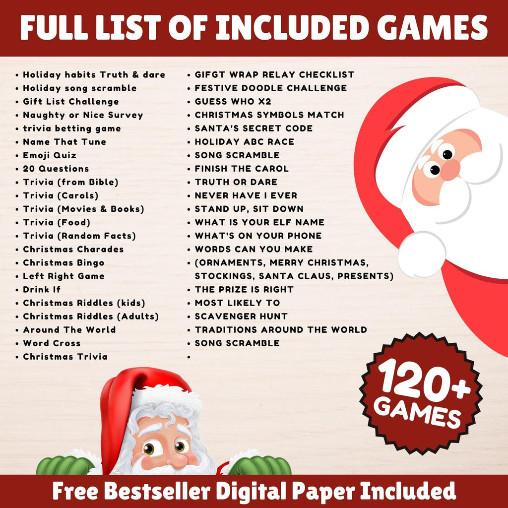 120+ Christmas Games Bundle, Christmas Party Games, School Christmas Game, Christmas Games Printable, Office Christmas,Family Christmas Game