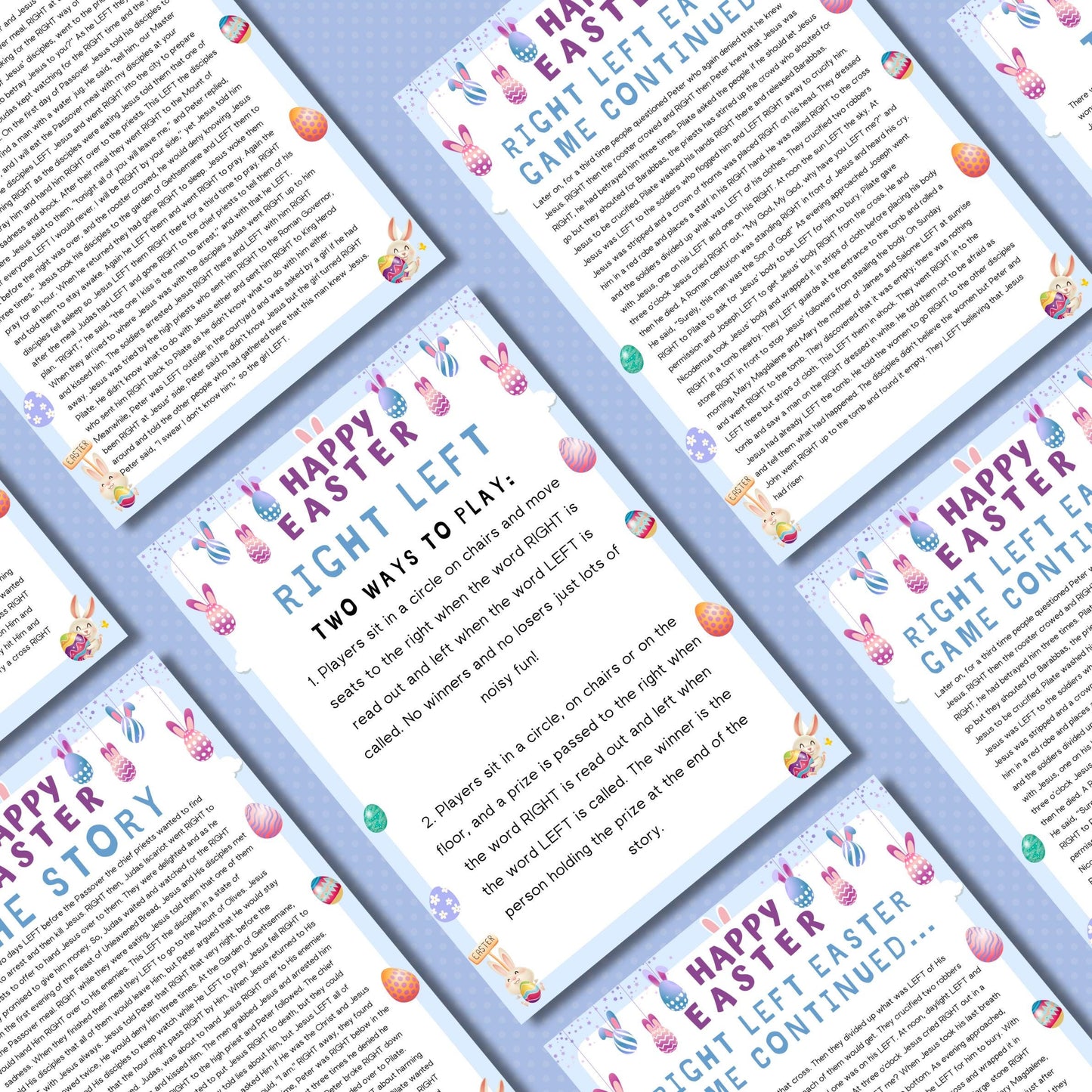 Easter Left Right Game | Pass the Prize Story Game | Fun Easter Party Game for Kids & Adults | Printable Easter Activity | Instant Download