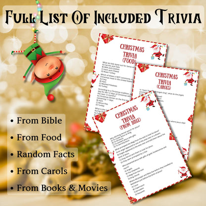 Christmas Trivia Game, Christmas Party Game, Trivia For Kids, Teens & Adults, Printable Game, Holiday Trivia For Family | Office Party Fun
