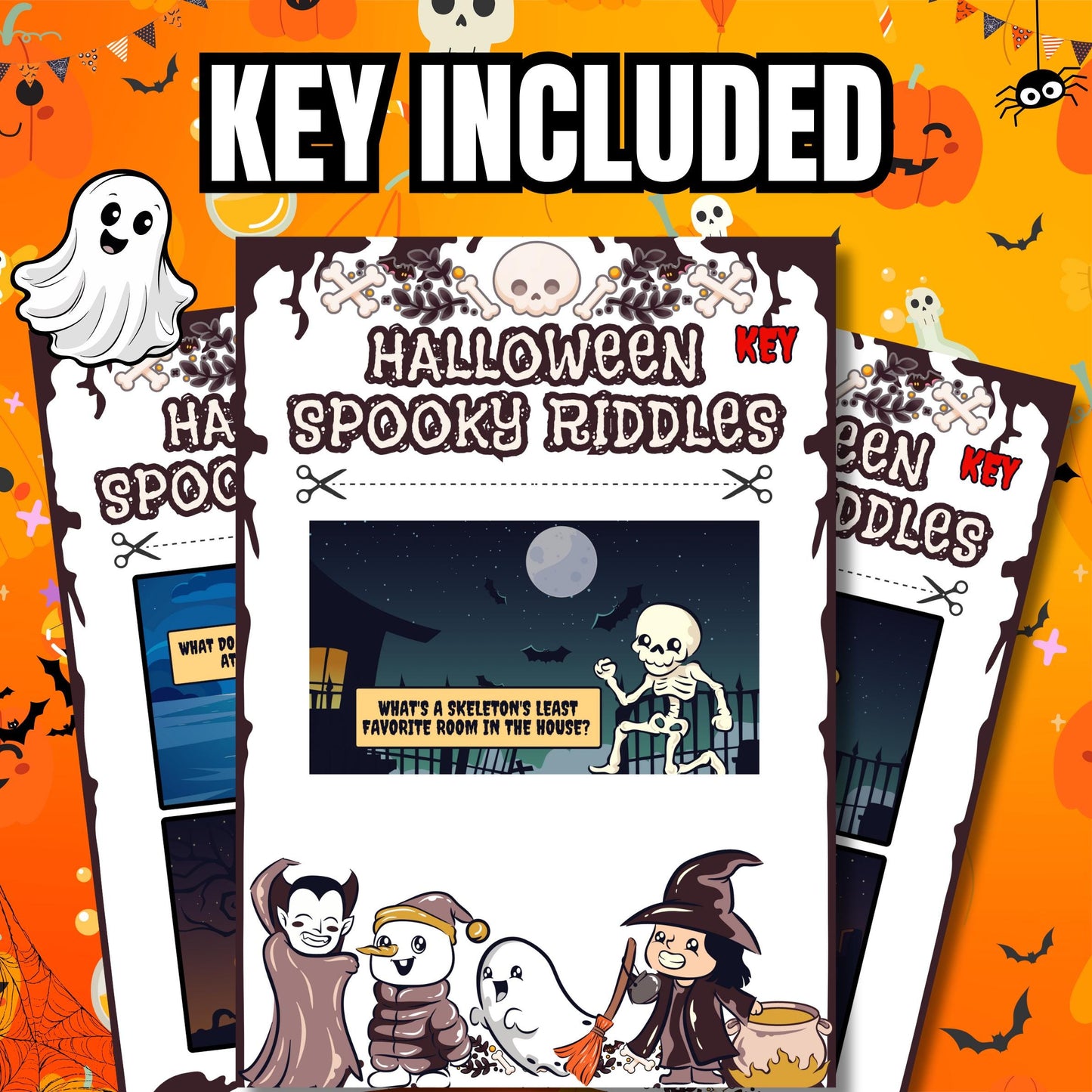 Halloween Spooky Riddles | Fun & Frightening Riddles for All Ages | Printable Halloween Activity | Perfect for Parties | Family Fun