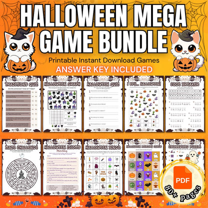 Halloween Printable Games For Kids Adults & Teens | 80+ Halloween Party Game Bundle 2025 |Spooky Games Pdf For All Ages | Digital Download