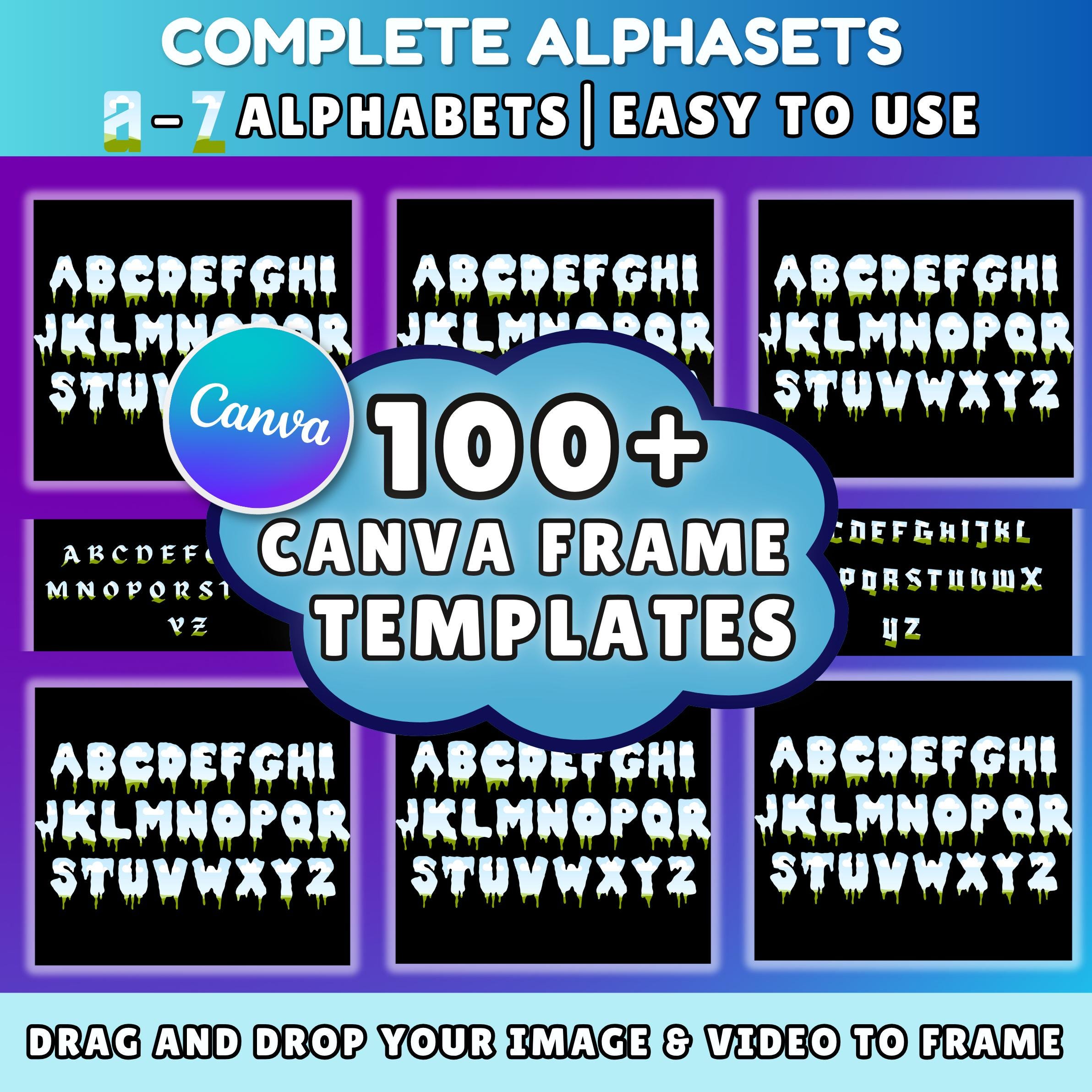 Canva Alphabet Frame Templates | 100+ A-Z Letter Frames | Drag & Drop Photo Letters | Editable Canva Font Frames for Mugs, Shirts and Prints