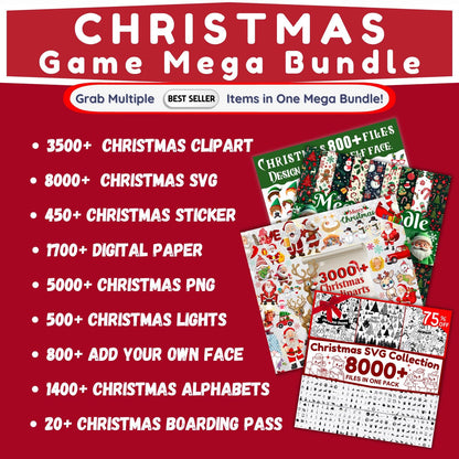 PLR MRR Christmas Mega Bundle 20000+ | Whole Shop License | SVGs, Clipart, Papers, Tumbler Wraps | Resell Digital Holiday Kit 2025 Edition
