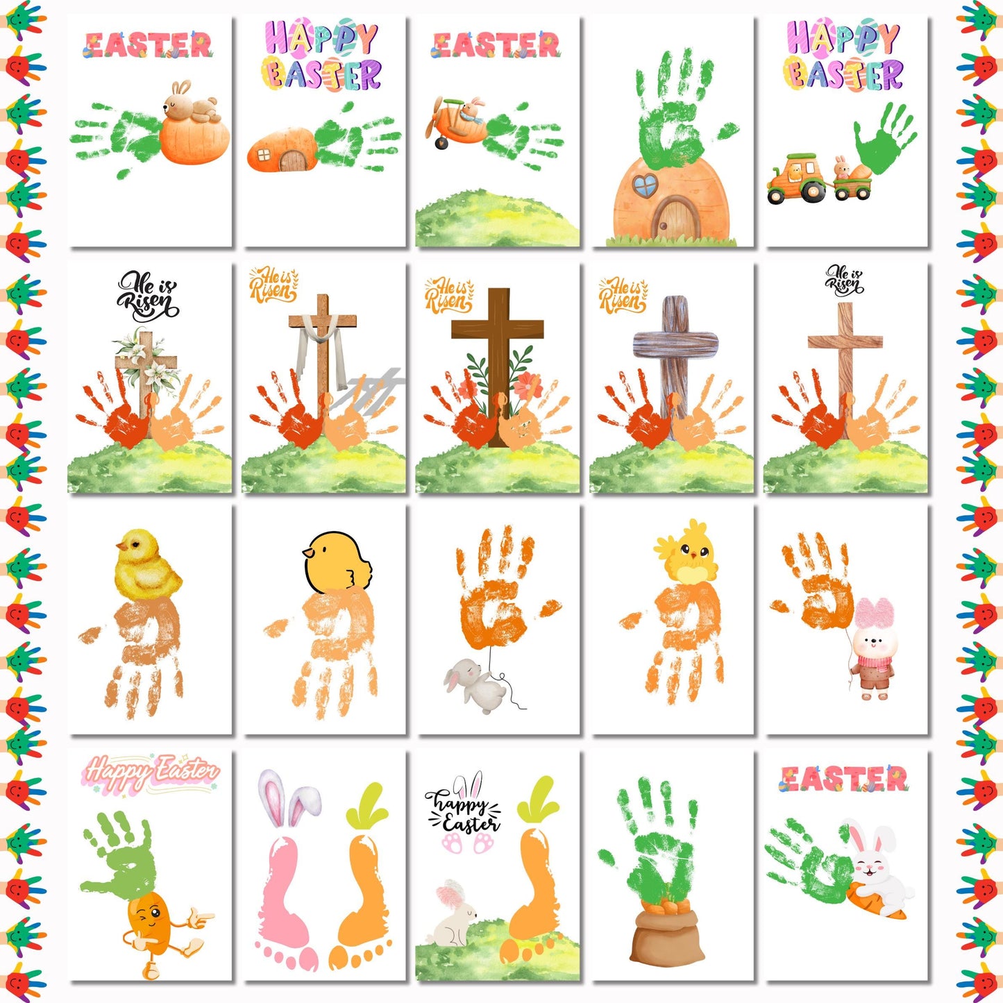 Easter Handprint & Footprint Craft Bundle, DIY Easter Art for Kids and Toddlers | Printable Handprint Keepsake, Baby Memory Craft, DIY Craft