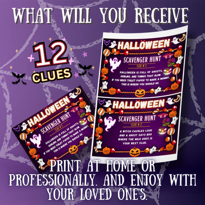 Halloween Scavenger Hunt | Fun Indoor & Outdoor Treasure Hunt for Kids | Printable Halloween Clues for Parties, Family Activities, Adventure