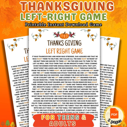 Thanksgiving Left Right Game, Thanksgiving Games, Friendsgiving Games, Thanksgiving Party Game, Pass The Present, Pass The Gift Game, Pdf