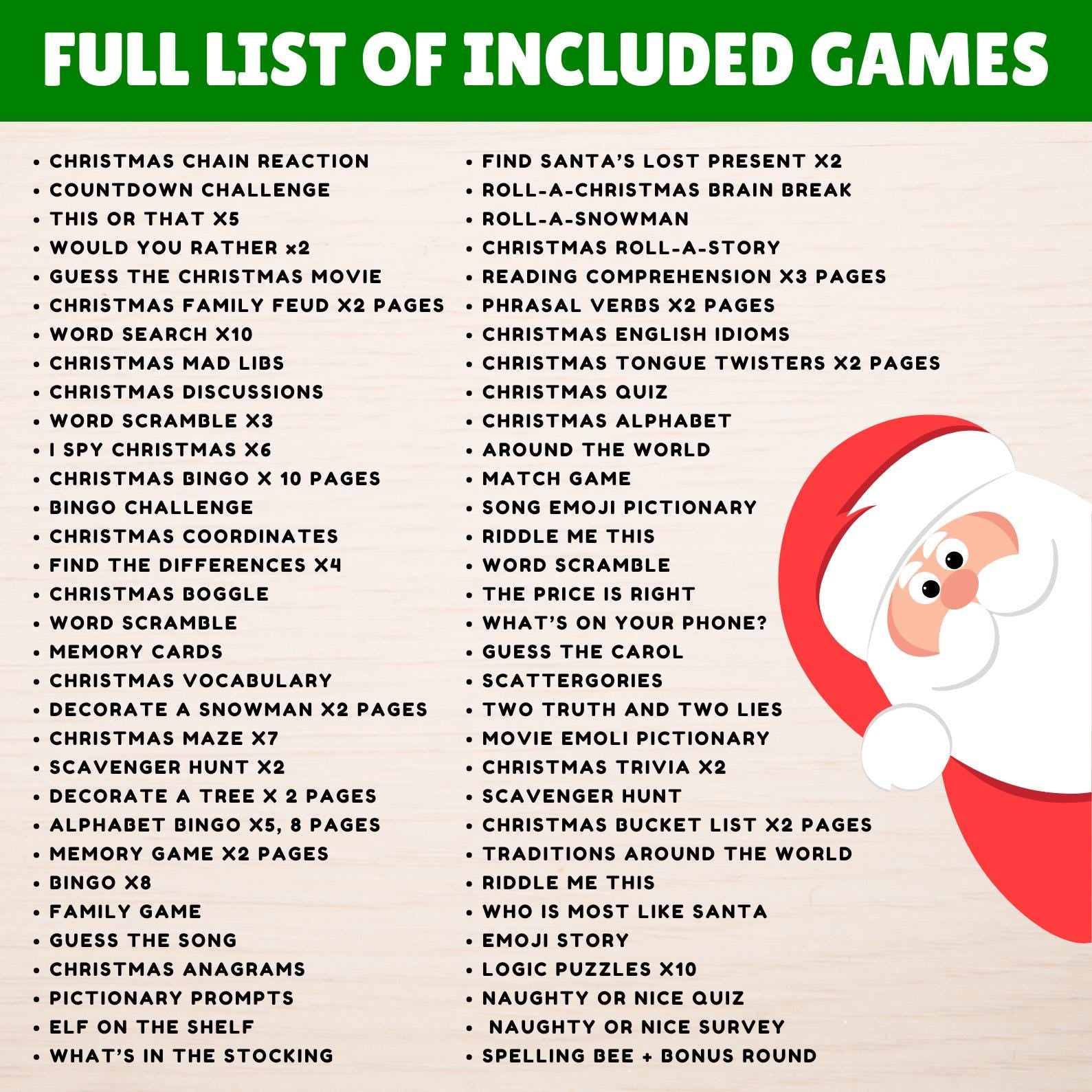 120+ Christmas Games Bundle, Christmas Party Games, School Christmas Game, Christmas Games Printable, Office Christmas,Family Christmas Game