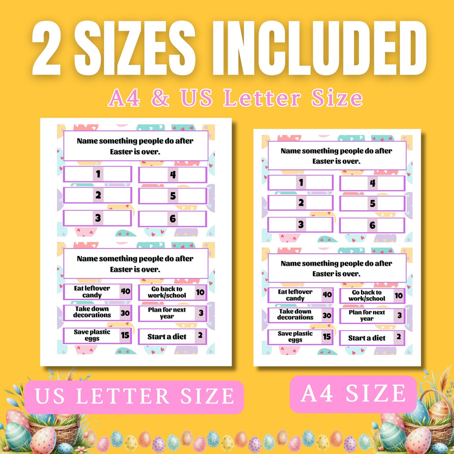 Easter Family Feud Game | Fun Easter Trivia Night | Printable Friendly Feud | Easter Party Game for Kids, Adults, Easter Game Night Activity