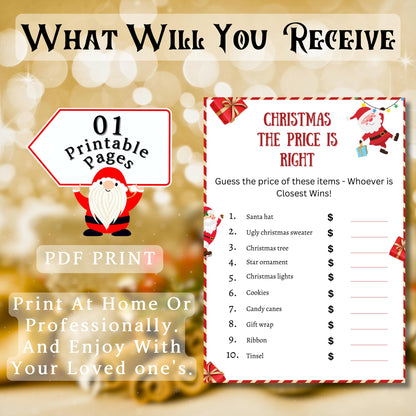 Christmas The Price Is Right Game, Christmas Printable Holiday Party Game For Kids & Adults, Christmas Guessing The Price Game, Family Game