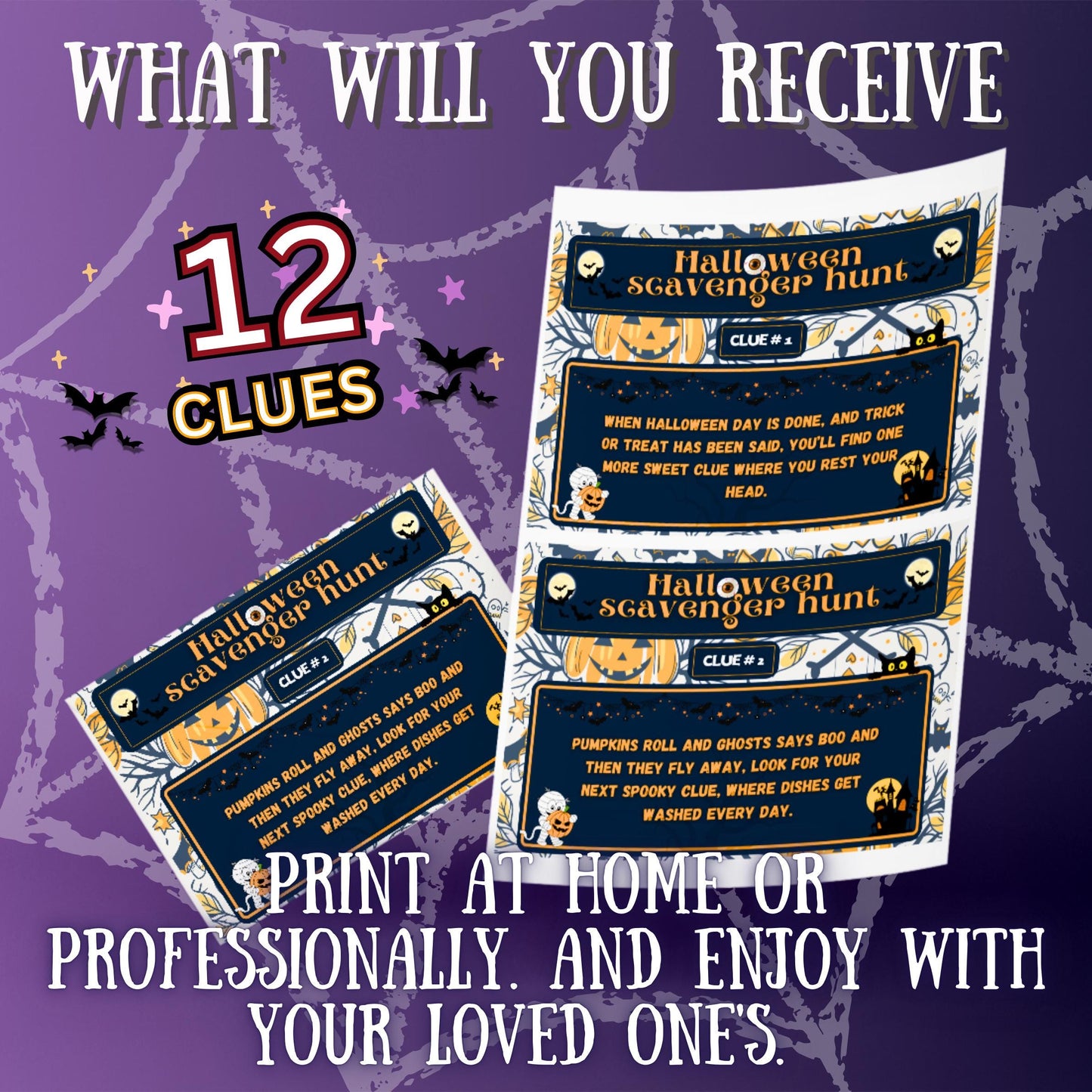 Halloween Scavenger Hunt | Fun Indoor Treasure Hunt Game for Kids & Families | Printable Clue Cards for Home Adventure and Family Activities