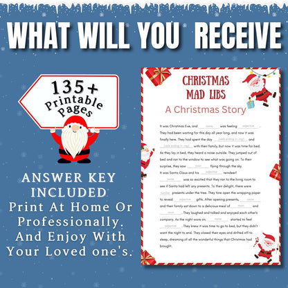 Christmas Game Bundle PLR MRR | 50+ Printable Games for Kids & Adults | Bingo, Emoji Quiz, Word Scramble | 135+ Pages Instant Download