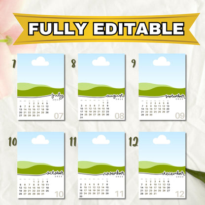 Editable 2025 Calendar Templates | Fully Editable for Free in Canva, Custom Design for Canva I Mini Calendar 2025, Add Your Own Photo