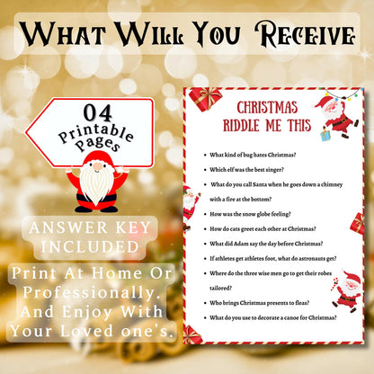 Christmas Riddles Game, Christmas Riddle Fest, Christmas Riddle Game For Kids & Adults, Family Christmas Activity, Christmas Party Game