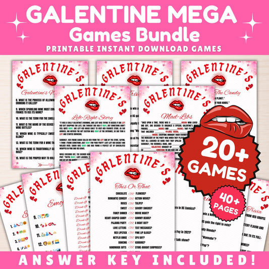 Galentines Day Games Printable Adult Galentine's Day Party Bundle Ladies Night Game Ideas Girls Night In Games Bundle Red Galentine Day