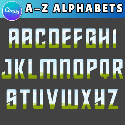 Editable Canva Doodle Alphabet & Numbers | Uppercase Frame Letters Template | Custom Fill Pattern | Canva Clipart Design Bundle