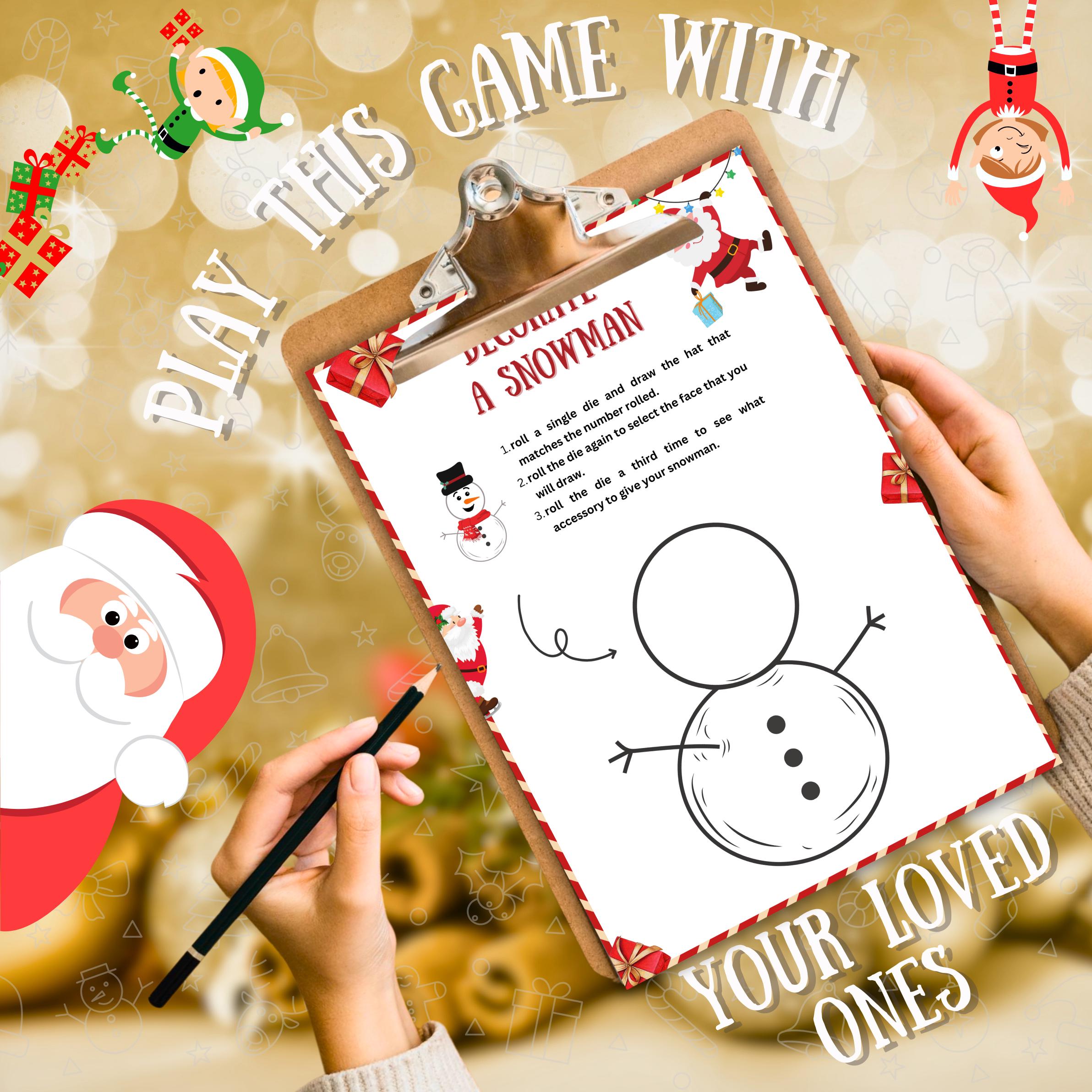 Christmas Decorate The Snowman Game, Christmas Printable Game For Kids, Christmas Trivia, Christmas Dice Game For Family, Christmas Party