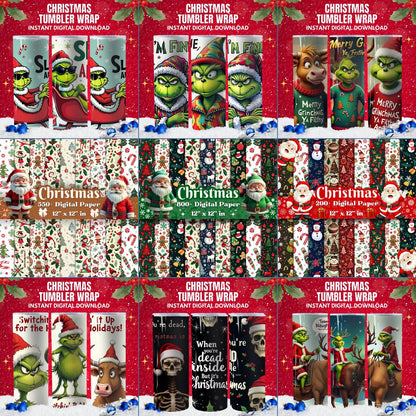 Christmas Mega Bundle PLR MRR | 250+ Games, 2200+ Clipart, Digital Paper, Ornaments, Tumbler Wraps | Printable Holiday Party Pack Set