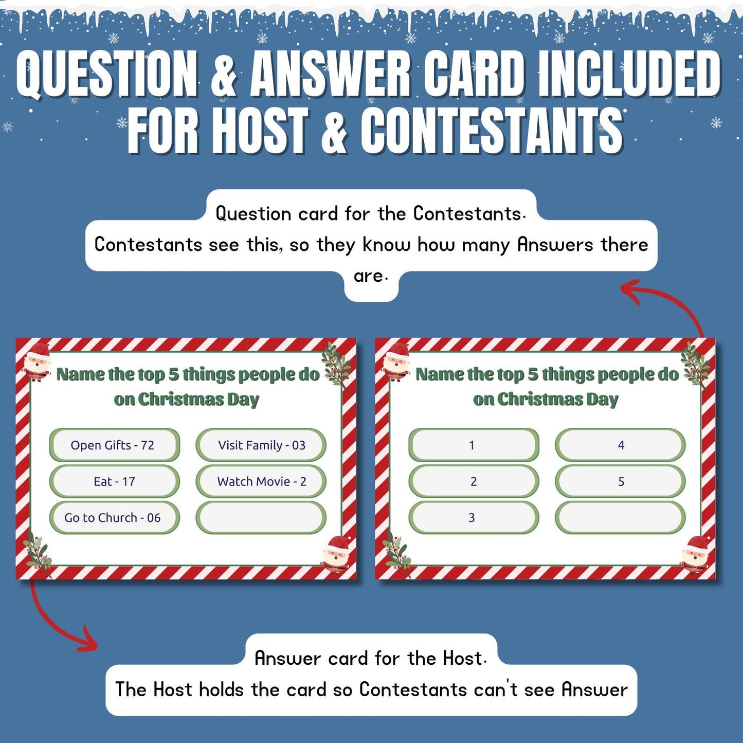 Christmas Friendly Feud, Printable Family Feud, Fun Feud Game, Family Group Game Night, Party Activity, Xmas Friendly Feud For Kids & Adults