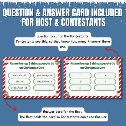 Christmas Friendly Feud, Printable Family Feud, Fun Feud Game, Family Group Game Night, Party Activity, Xmas Friendly Feud For Kids & Adults
