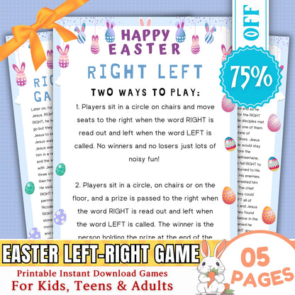 Easter Left Right Game | Pass the Prize Story Game | Fun Easter Party Game for Kids & Adults | Printable Easter Activity | Instant Download