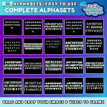 Canva Alphabet Frame Templates | 100+ A-Z Letter Frames | Drag & Drop Photo Letters | Editable Canva Font Frames for Mugs, Shirts and Prints