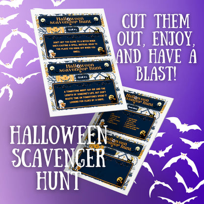 Halloween Scavenger Hunt | Fun Indoor Treasure Hunt Game for Kids & Families | Printable Clue Cards for Home Adventure and Family Activities