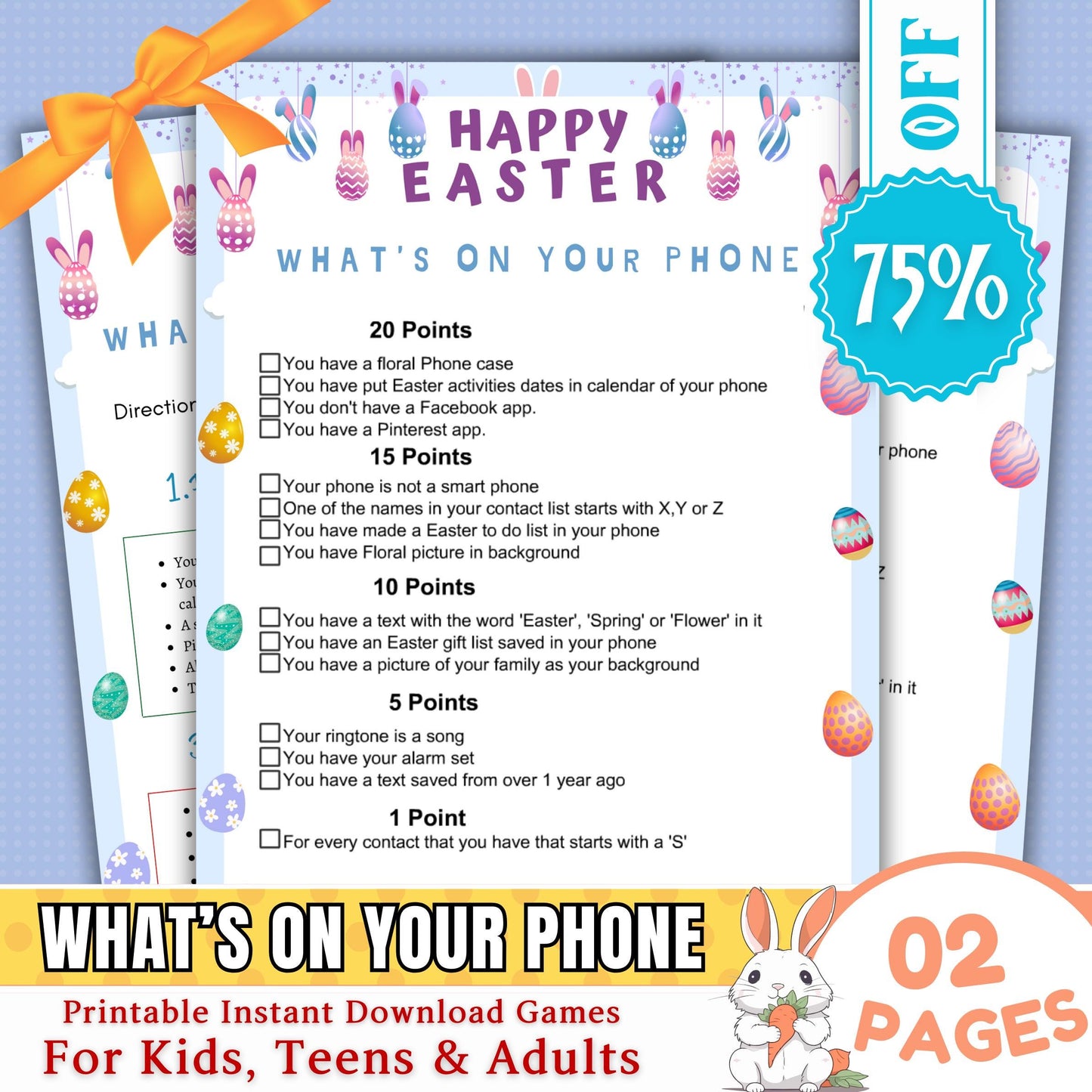 Easter What's On Your Phone Game | Fun Easter Party Game | Printable Easter Activity for Kids & Adults | Celebration Game | Instant Download